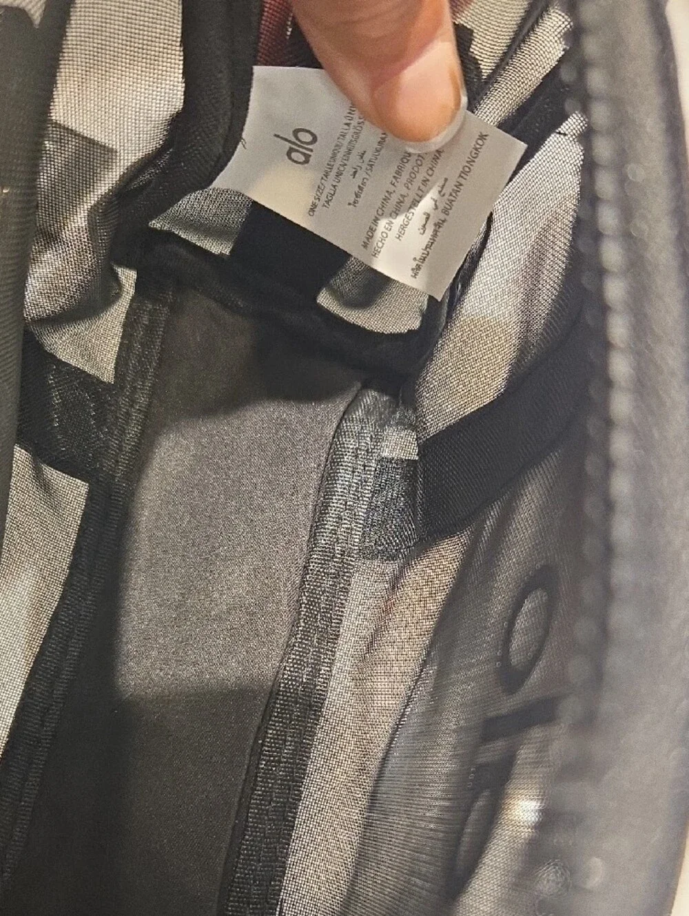 ALO Yoga Black Mesh Toiletry Bag with Top Handles